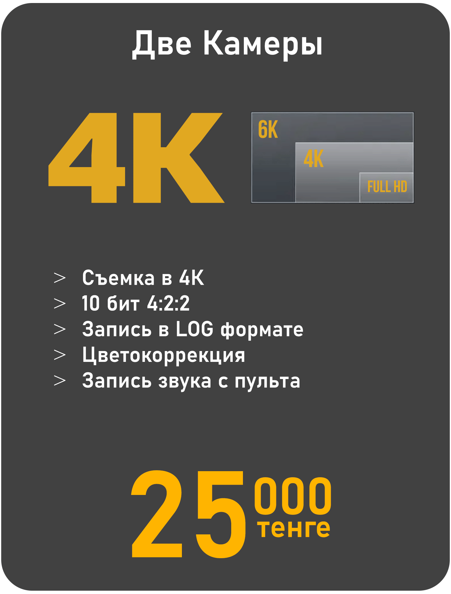 видеосъемка 4K две камеры