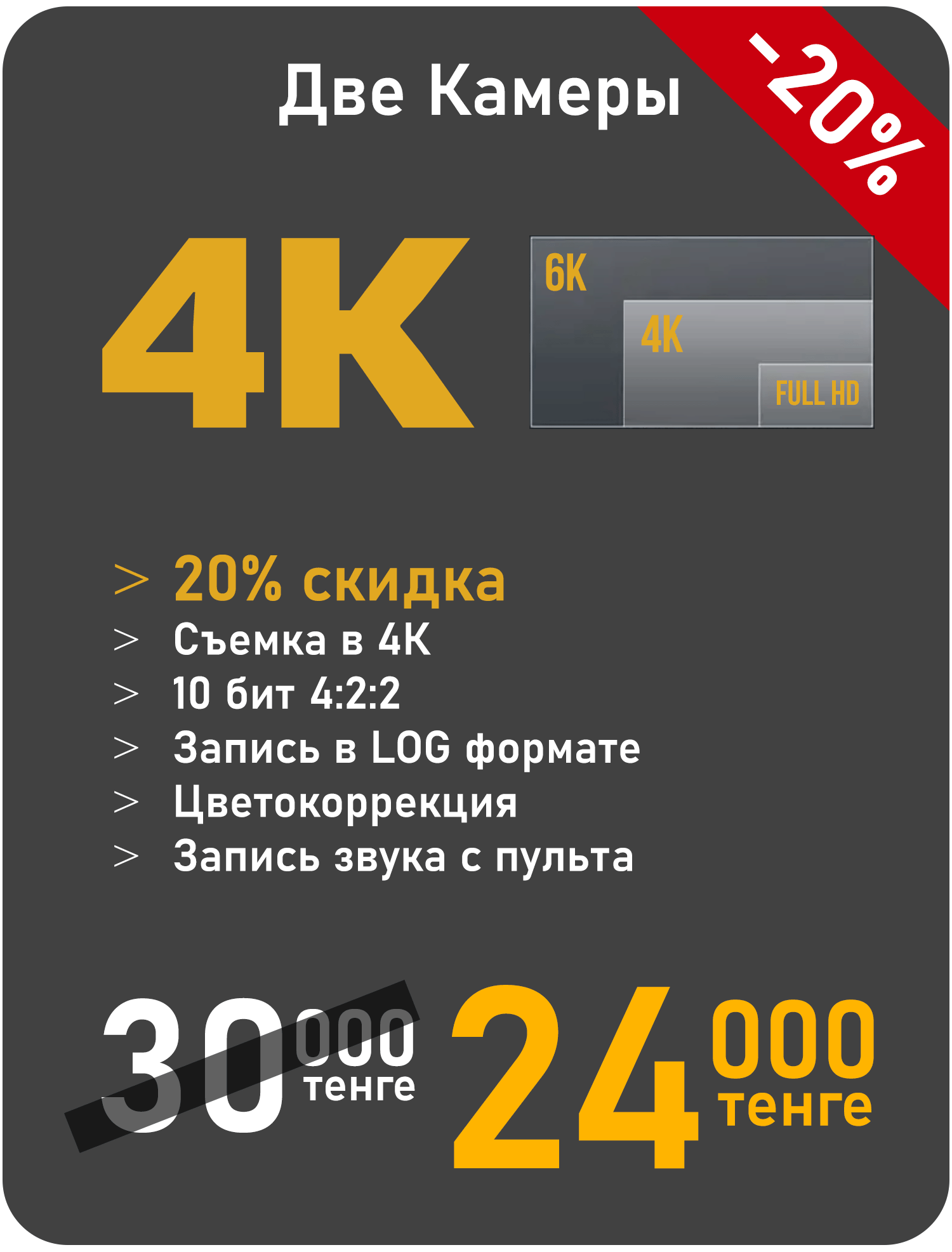 видеосъемка 4K две камеры